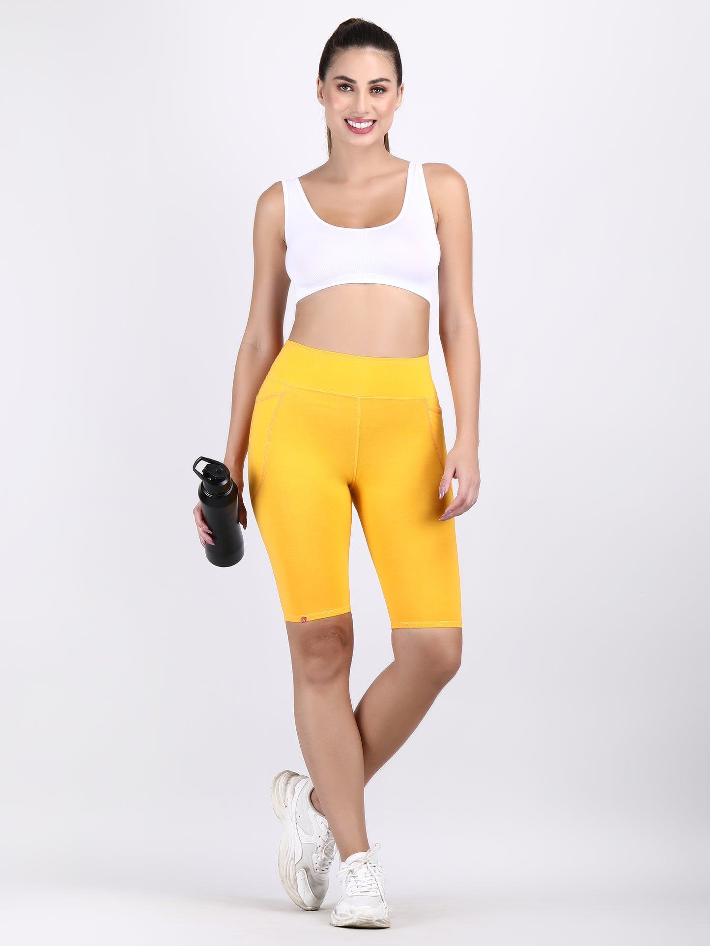Adorna Shapparel Cycling Shorts for women with Thigh Shaping - Golden Yellow