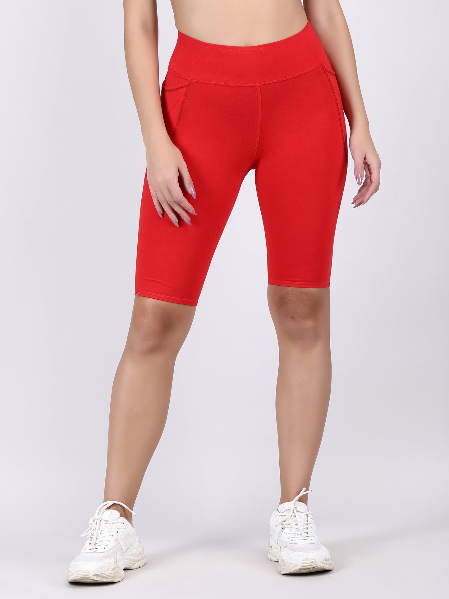 Adorna Shapparel Mid-Thigh Length Cycling Shorts for women - Bloody Red