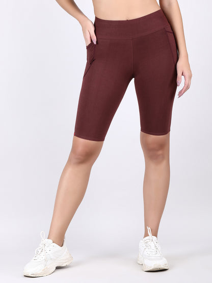 Adorna Shapparel Mid-Thigh Length Cycling Shorts for women - Coffee Brown