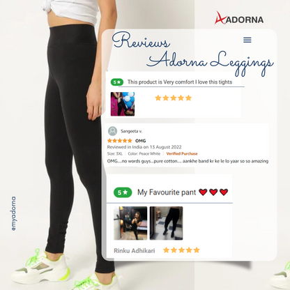 Adorna Active Leggings - Black Shapparel Cotton Leggings - Breathable & Versatile